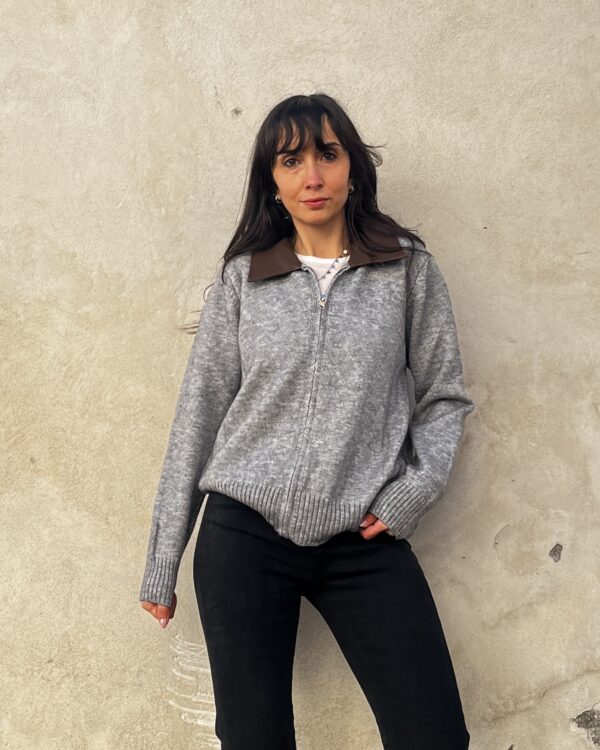 CARDIGAN ZIP E COLLETTO ECOPELLE