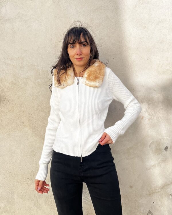 CARDIGAN ZIP E ECOPELLICCIA REMOVIBILE