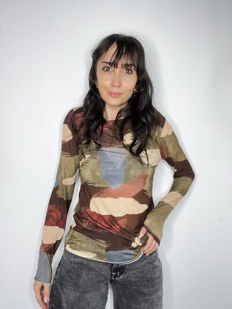 MAGLIA MISTO CASHMERE FANTASIA MILITARE