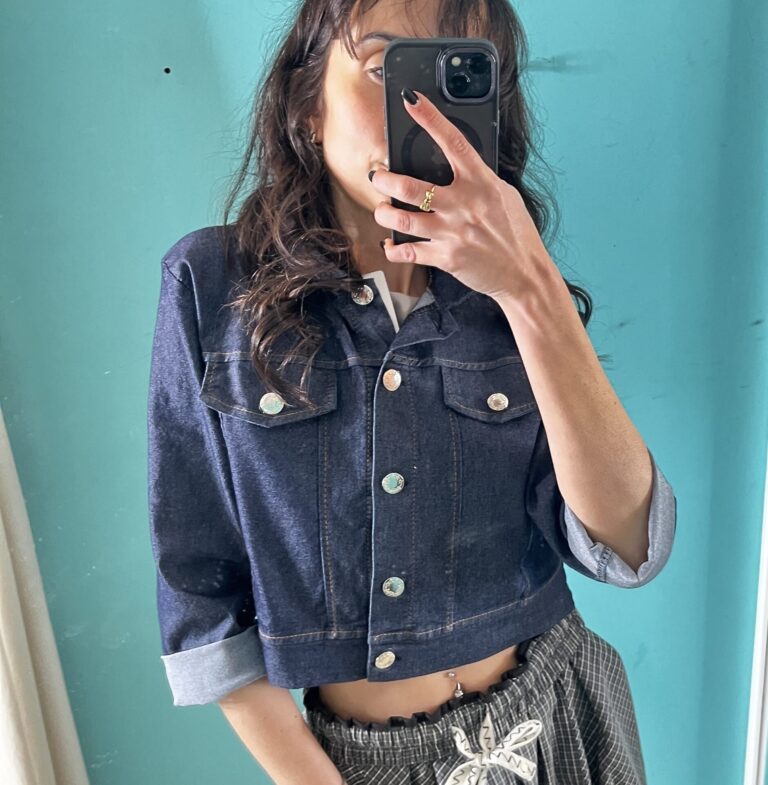 camicia crop in denim